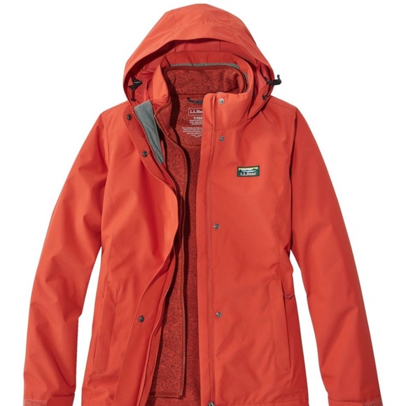 L.L. Bean Jackets & Blazers - L.L.Bean Sweater Fleece 3-in-1 Jacket Size M Orange/Dark Russet